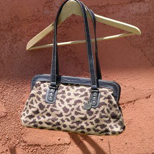 Leopard print crocheted bag